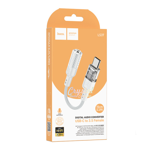 Переходник hoco ls37 type-c/3.5mm белый