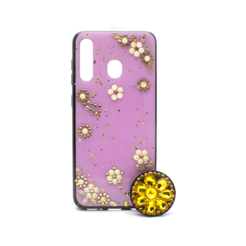 Чехол-крышка ромашка стразы с попсокетом Samsung a20/30 розовая