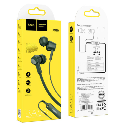 H/f (3.5mm) hoco m86 с микрофоном зеленые