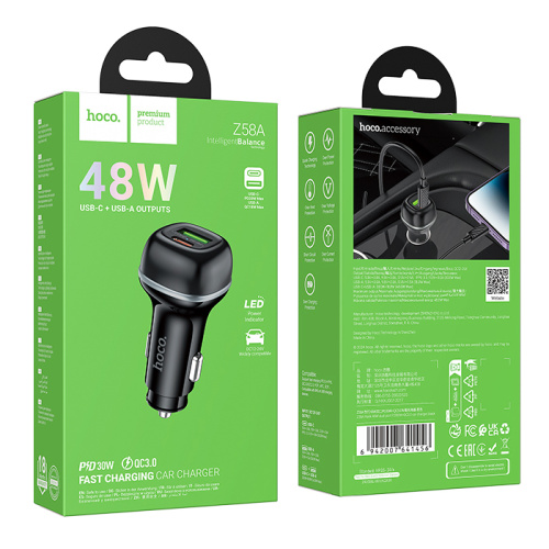 Азу hoco z58a usb-c+usb-a (48w/pd30w) черный
