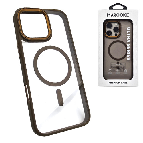 Чехол-крышка marooke m05 прозрачный c цветными бортами для iphone 16 pro коричневый