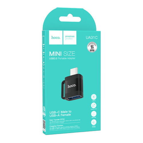 Переходник hoco ua31с usb/type-c черный