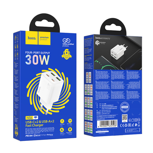 Сзу hoco n56 type-c/usb (pd30w) белое