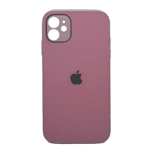 Чехол крышка с глянцевым стеклом для iphone 12 фиолетовый