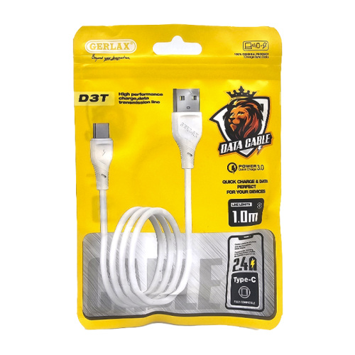 Кабель usb gerlax d3t type-c 2.4a/1m белый