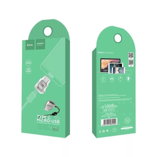 Переходник hoco otg ua8 micro/type-c графитовый (***)