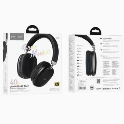 Беспроводные наушники hoco w35 с микрофоном 40h (большие) черные