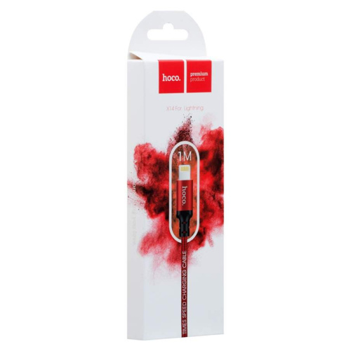 Кабель usb hoco x14 lightning 1m красный