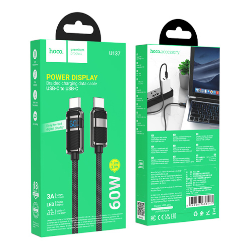 Кабель type-c hoco u137 type-c 60w черный (***)