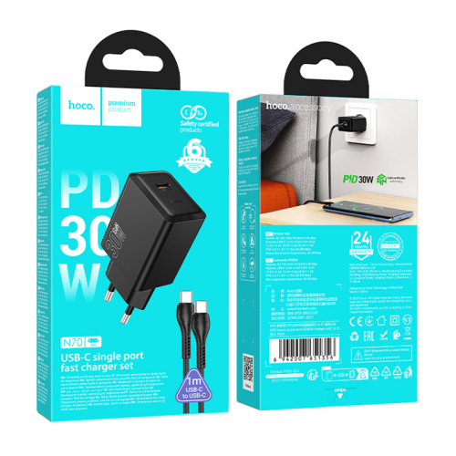 Сзу hoco n70 (type-c/type-c pd30w) черное