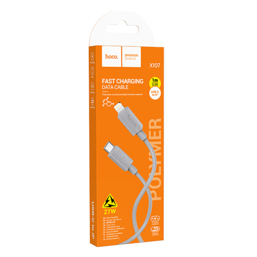 Кабель type-c hoco x107 lightning (27w) серый