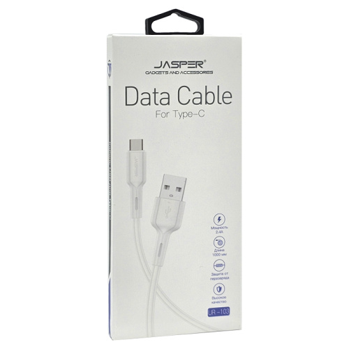 Usb кабель jasper ur-103 type-c 1м белый
