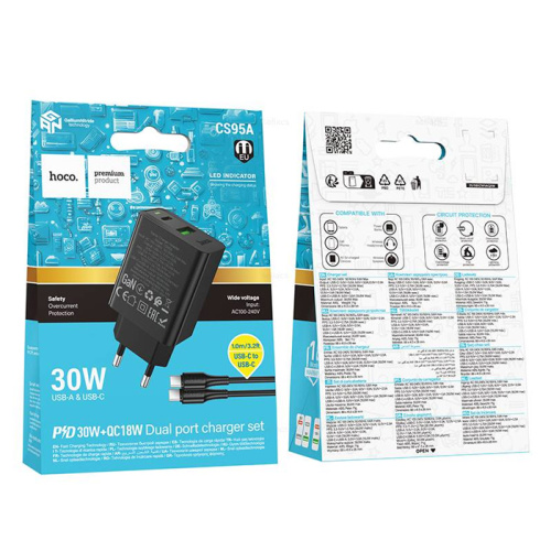 Сзу hoco cs95a usb/type-c (pd30w) черное