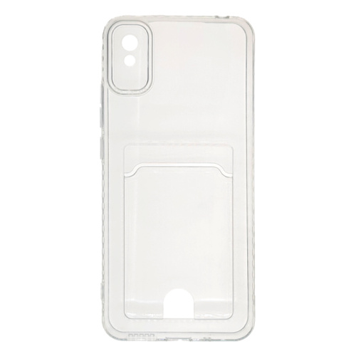 Чехол-силикон с закрытой камерой с визитницей для xiaomi redmi 9a прозрачный