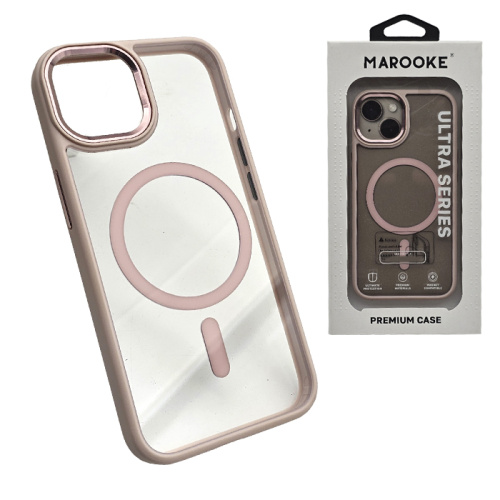 Чехол-крышка marooke m05 прозрачный c цветными бортами для iphone 13/14 розовый