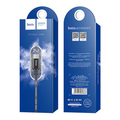 Кабель usb hoco x14 type-c 2m черный