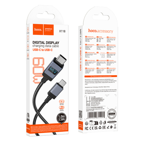 Кабель type-c hoco x118 type-c черный