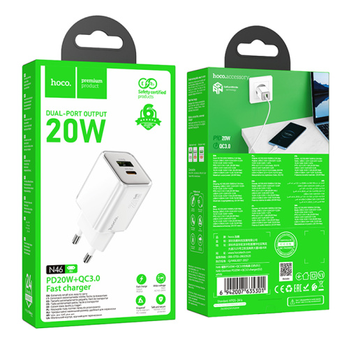 Сзу hoco n46 (pd20w+qc3.0) белое