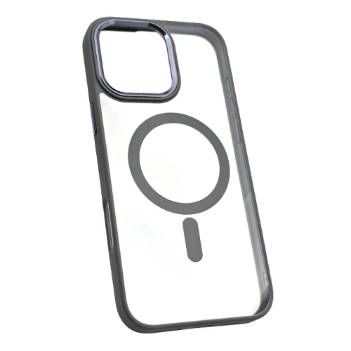 Чехол-силикон #014 clear case magsafe для iphone 16 pro max в пакетике серый