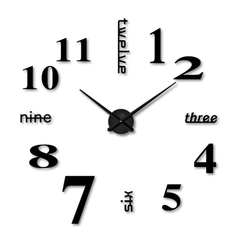 Настенные часы 3d diy clock 12s015-2-bf черные
