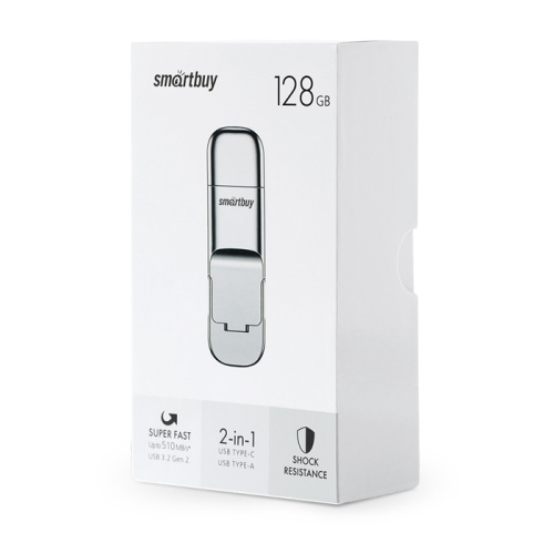 128gb (3.2) usb/type-c smartbuy gen2 m5 dual серебристый