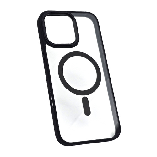 Чехол-силикон #014 clear case magsafe для iphone 16 pro max в пакетике черный