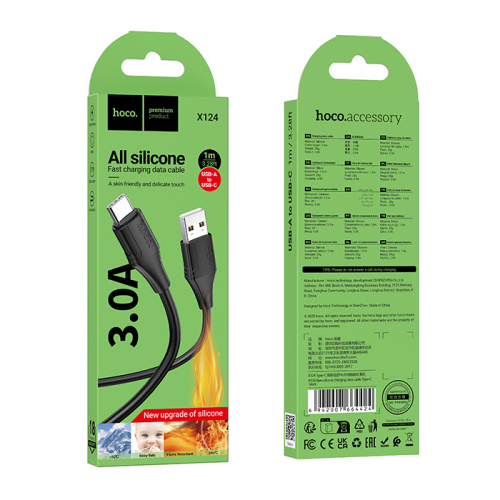 Кабель usb hoco x124 type-c черный (***)