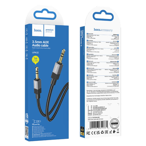 Шнур aux hoco upa32 3.5/3.5mm черный