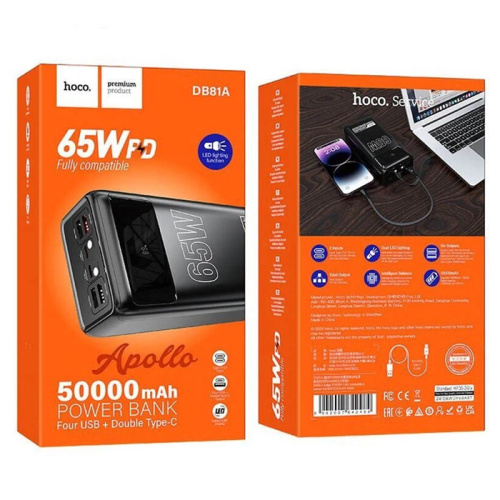 Пзу hoco db81a 50000mah 65w черный