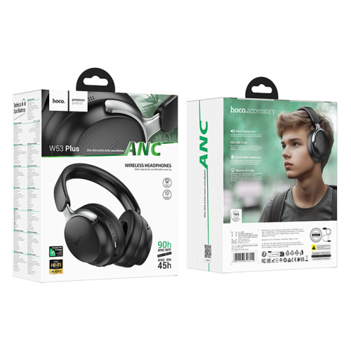 Беспроводные наушники hoco w53 plus с микрофоном (большие) черные