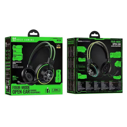 Беспроводные наушники hoco gaming w124 rgv с микрофоном (большие) черный