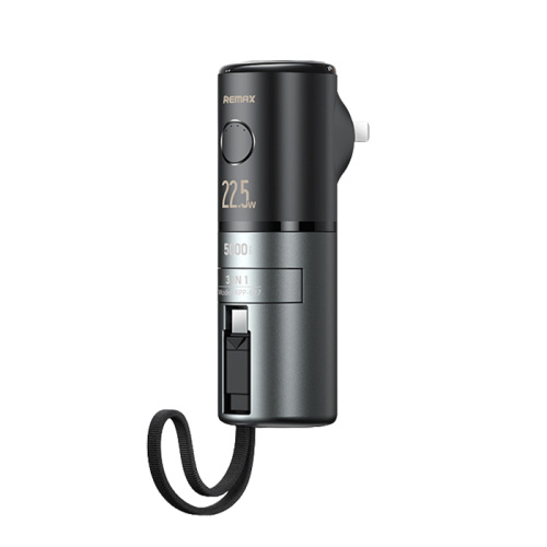 Remax boundless series 22.5w type-c cabled fast charging power bank/adapter/holder rpp- 627 (5000mah) black