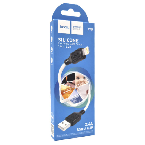 Кабель usb hoco x90 lightning белый