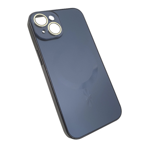 Чехол-силикон magnetic cam protect с лого для iphone 13 голубой
