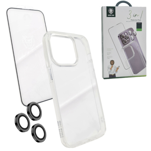 Чехол-крышка green lion 3в1 protection pack для iphone 14 pro прозрачный