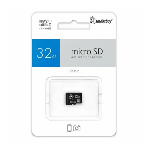 Micro sd 32gb smartbuy class10 uhs-1 синий без адаптера