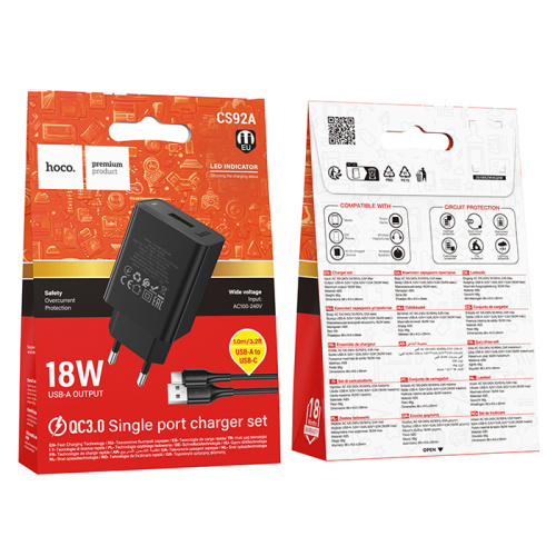 Сзу hoco cs92a type-c (pd20w) черное