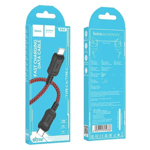 Кабель type-c hoco x94 type-c 60w красный