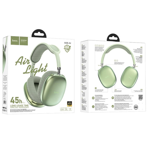 Беспроводные наушники hoco w35 air с микрофоном 45h (большие) зеленые