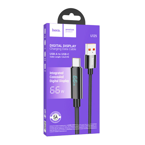 Кабель usb hoco u125 type-c 66w черный (***)