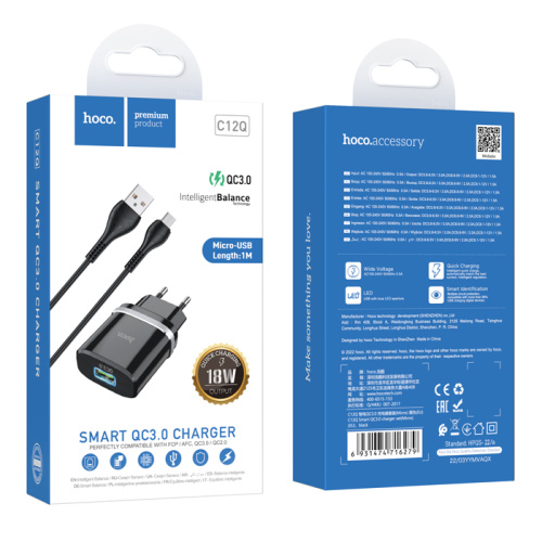 Сзу hoco c12q micro (usb/18w) черное