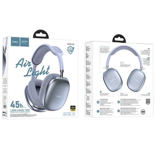 Беспроводные наушники hoco w35 air с микрофоном 45h (большие) голубые