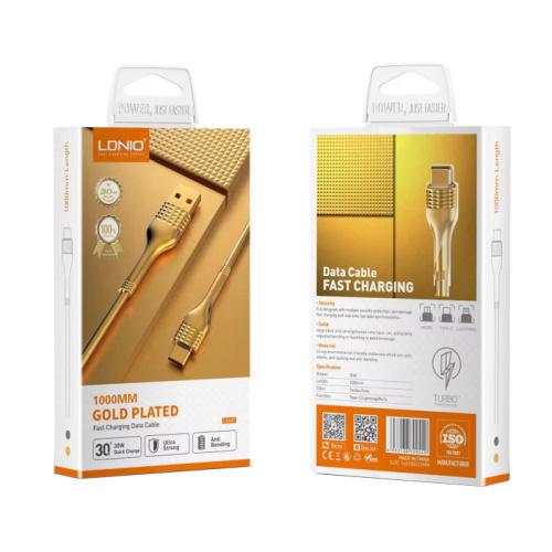 Кабель ldnio ls651 usb на type-c (30w) 1m золотистый