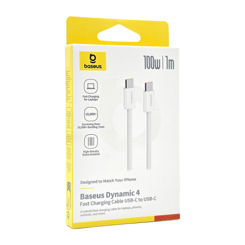 Кабель baseus dinamic4 c/c 100w 1m белый (cb000160)