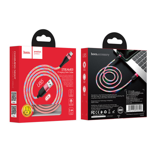 Кабель usb hoco u85 micro 1.2m красный