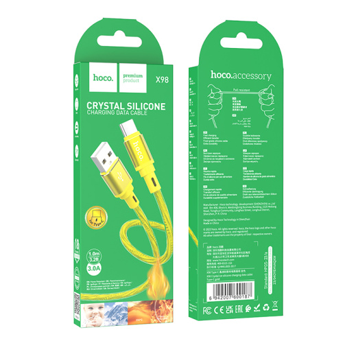 Кабель usb hoco x98 type-c (2.4a) желтый (***)