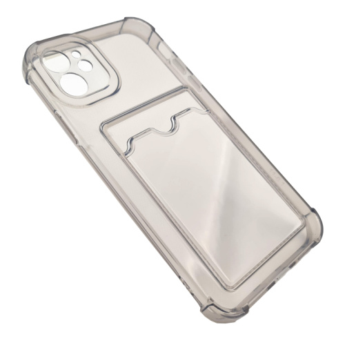 Чехол-силикон card holder iphone 11 (6.1) темно-прозрачный