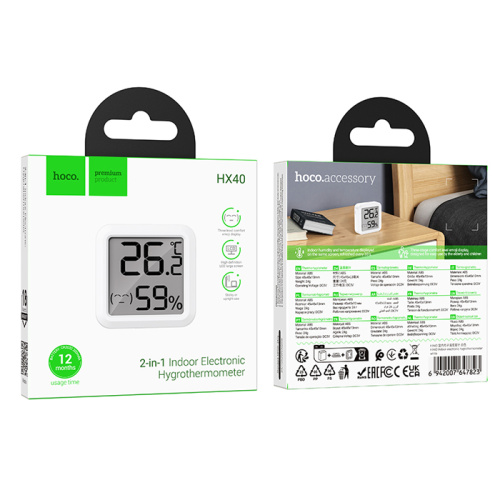 Гигрометр-часы hoco hx40 2в1 белые
