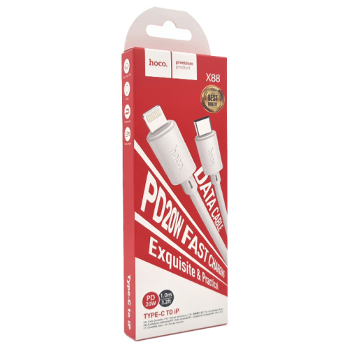 Кабель type-c hoco x88 lightning 2,4a белый