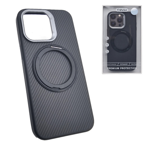 Чехол-крышка #009 ipefet carbone magsafe для iphone 14pro max с кольцом черный